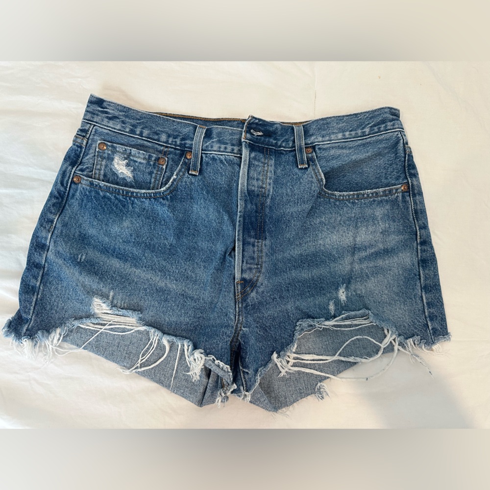 Levi's Distressed Blue Denim Jean Shorts